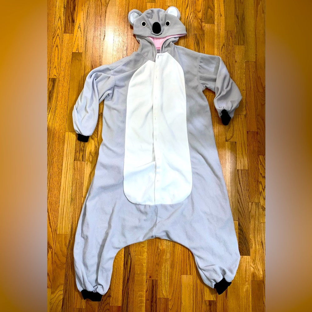 Koala Bear Hooded One Piece Pajamas Novelty Long Sleeve Size Large